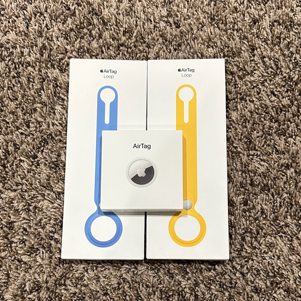 Brand NEW Apple AirTag with Vibrant Blue and Bright Yellow Loops